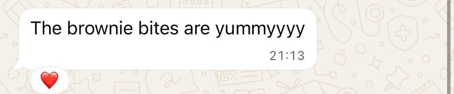 WhatsApp message: The brownie bites are yummyyyy
